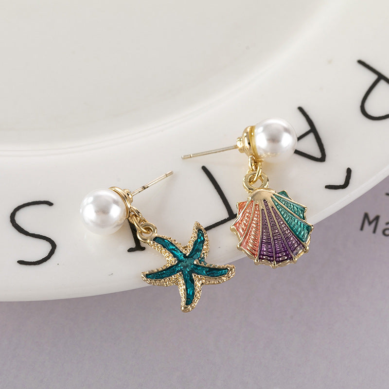 Blue Starfish shell earrings 🐚