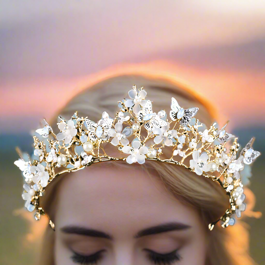 Crystal Garden Handmade Butterfly Crown 🦋